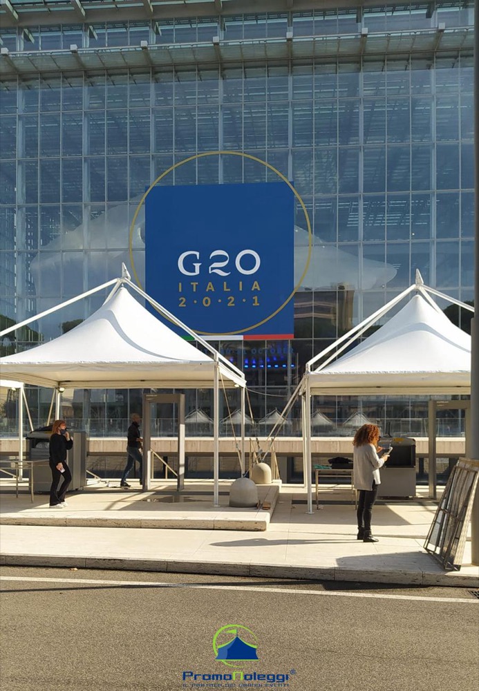 Allestimento Promonoleggi al G20 Italia 2021, Roma